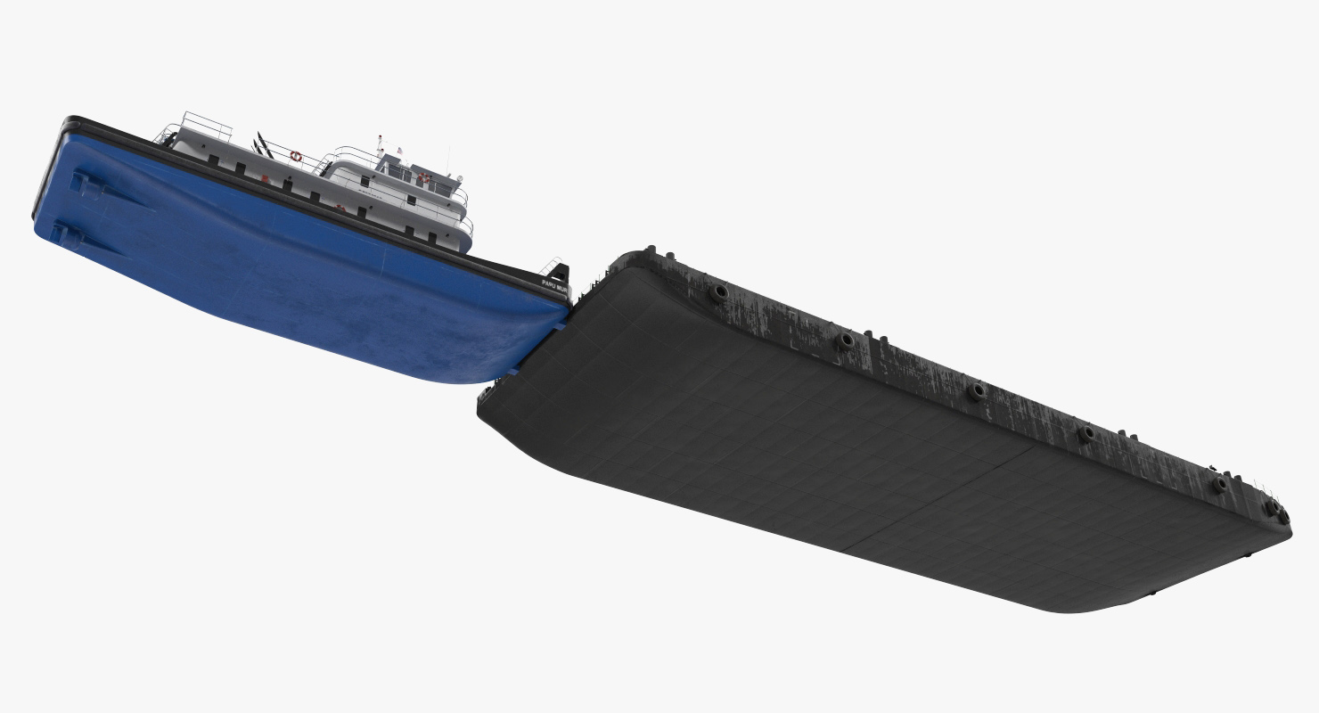 3D Push Boat Ship with Pontoon Barge model