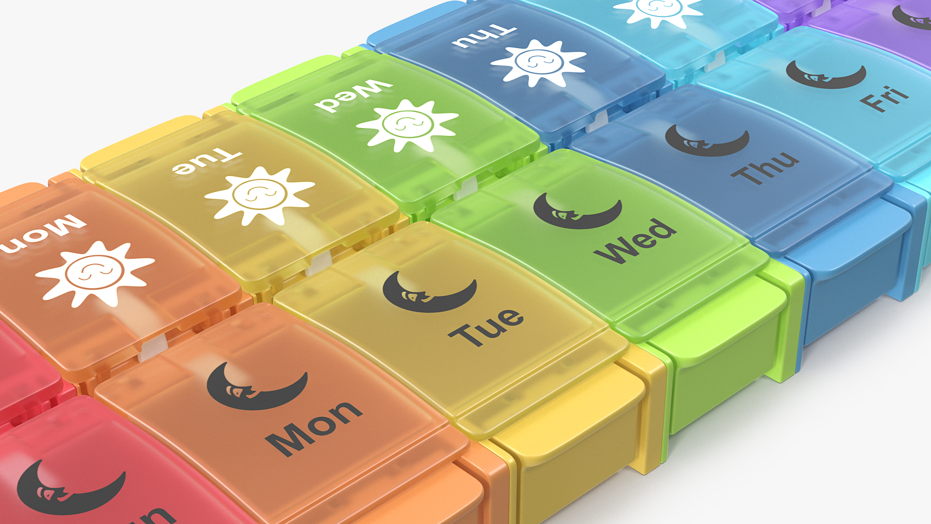 Pill Case Box with 14 Compartments 3D model