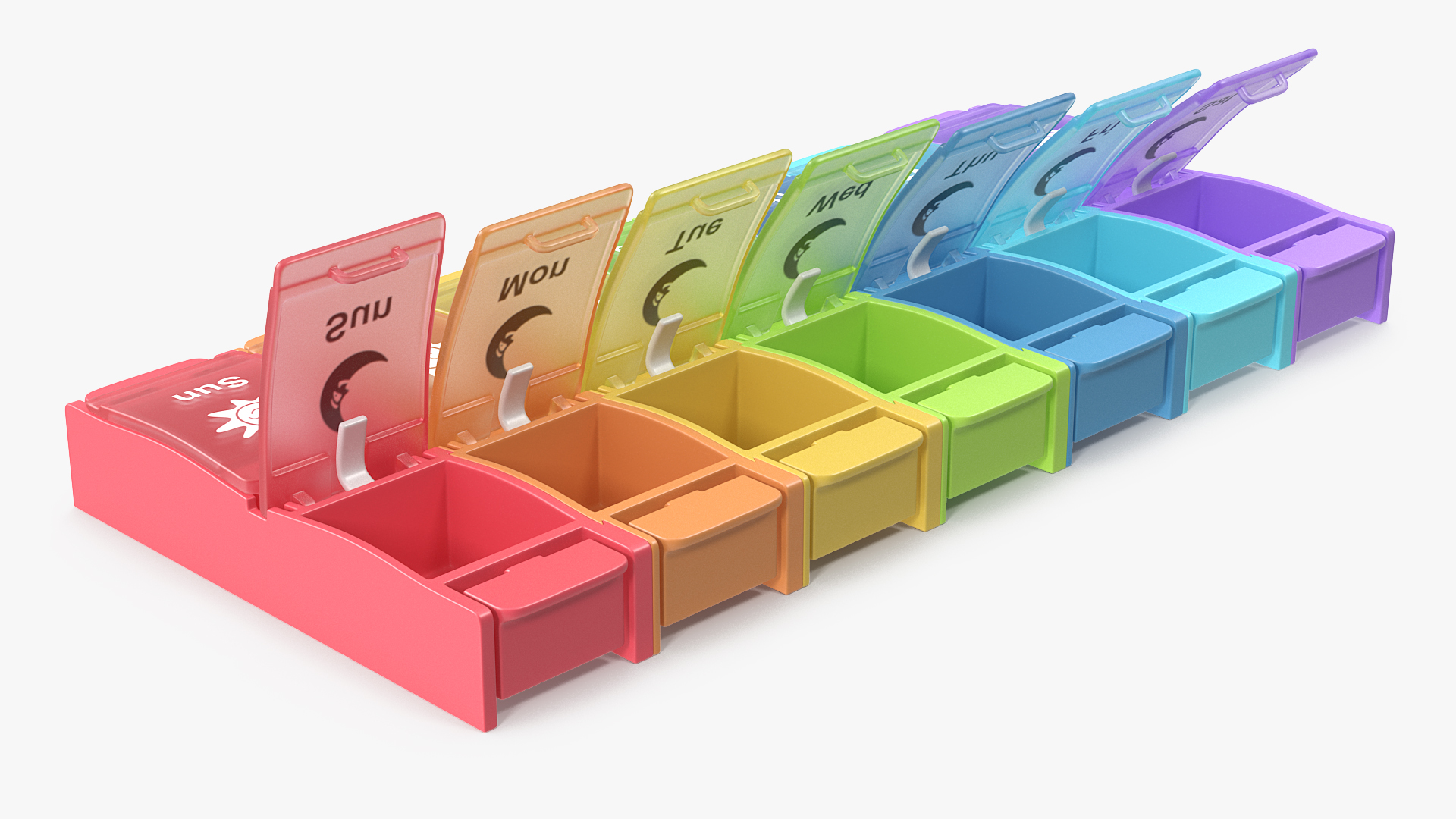 Pill Case Box with 14 Compartments 3D model