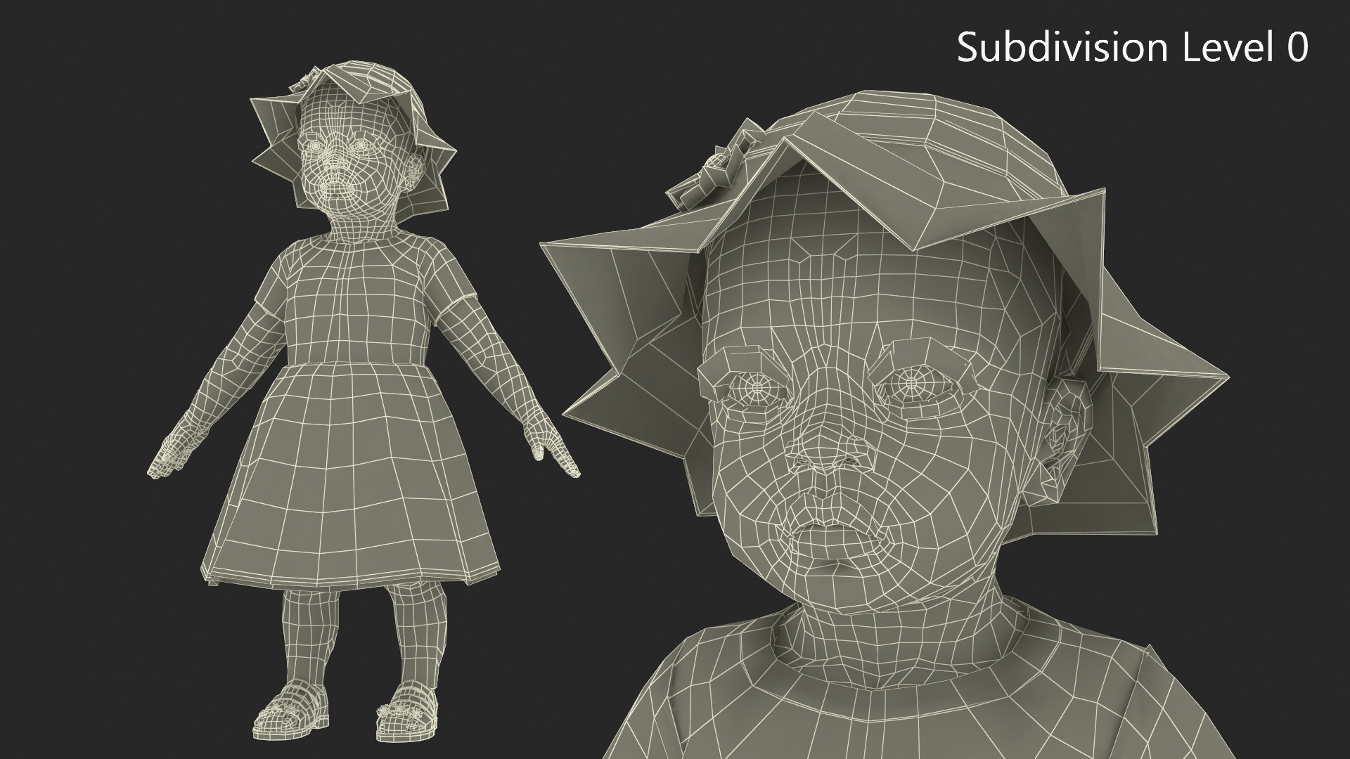 Black Baby Girl Light Skin in Summer A-Pose Fur 3D