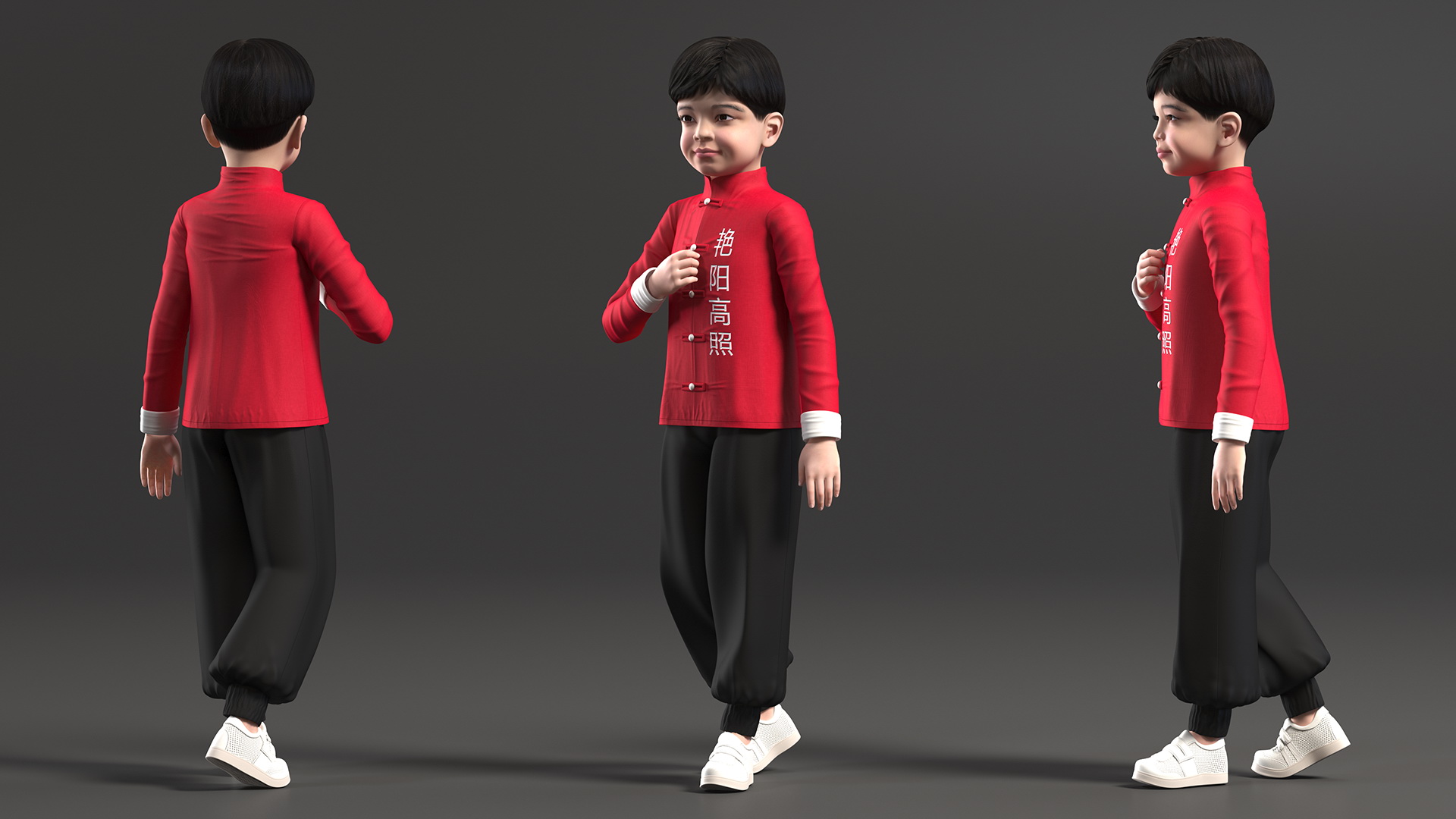 Asian Boy Traditional Costume 3D model