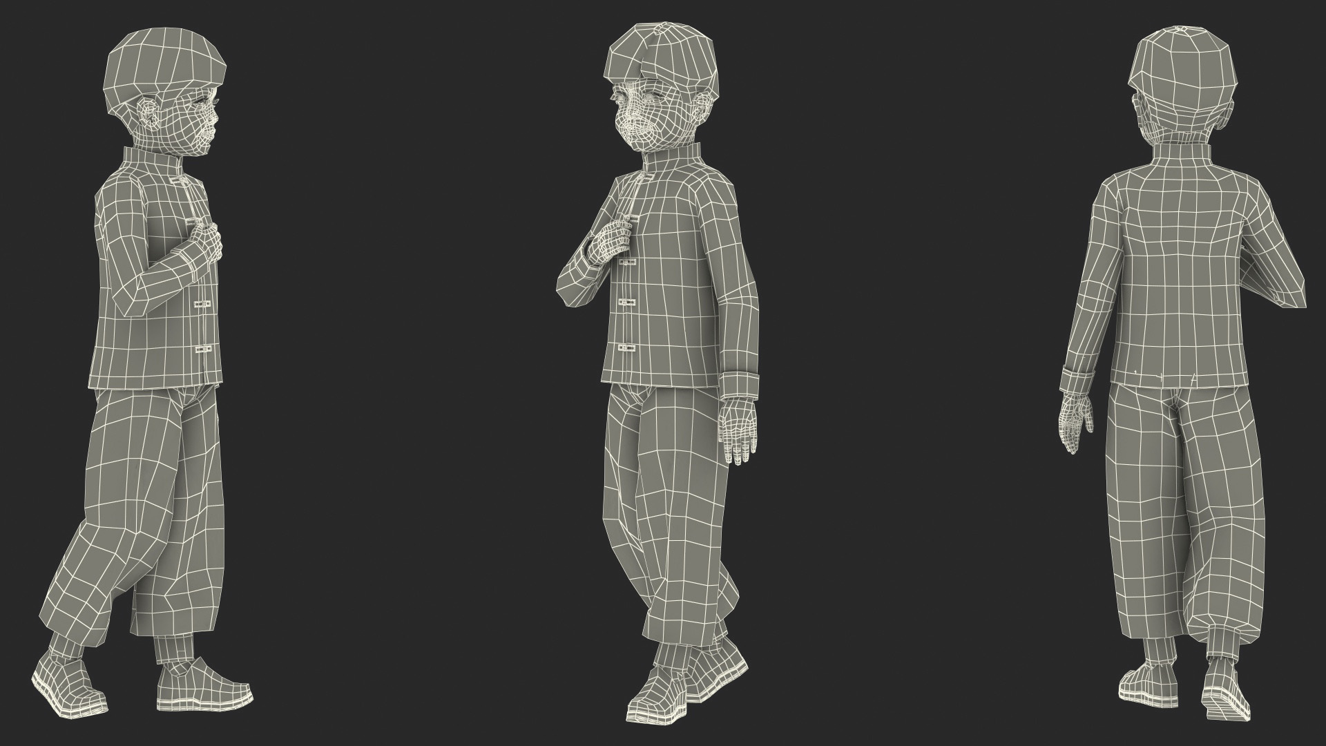 Asian Boy Traditional Costume 3D model