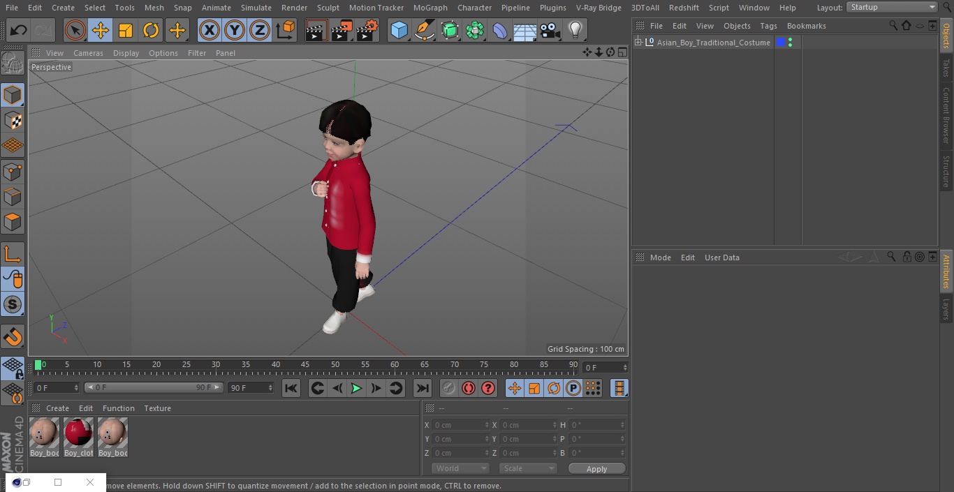 Asian Boy Traditional Costume 3D model