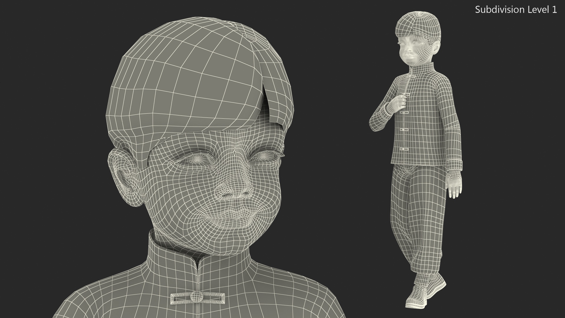 Asian Boy Traditional Costume 3D model