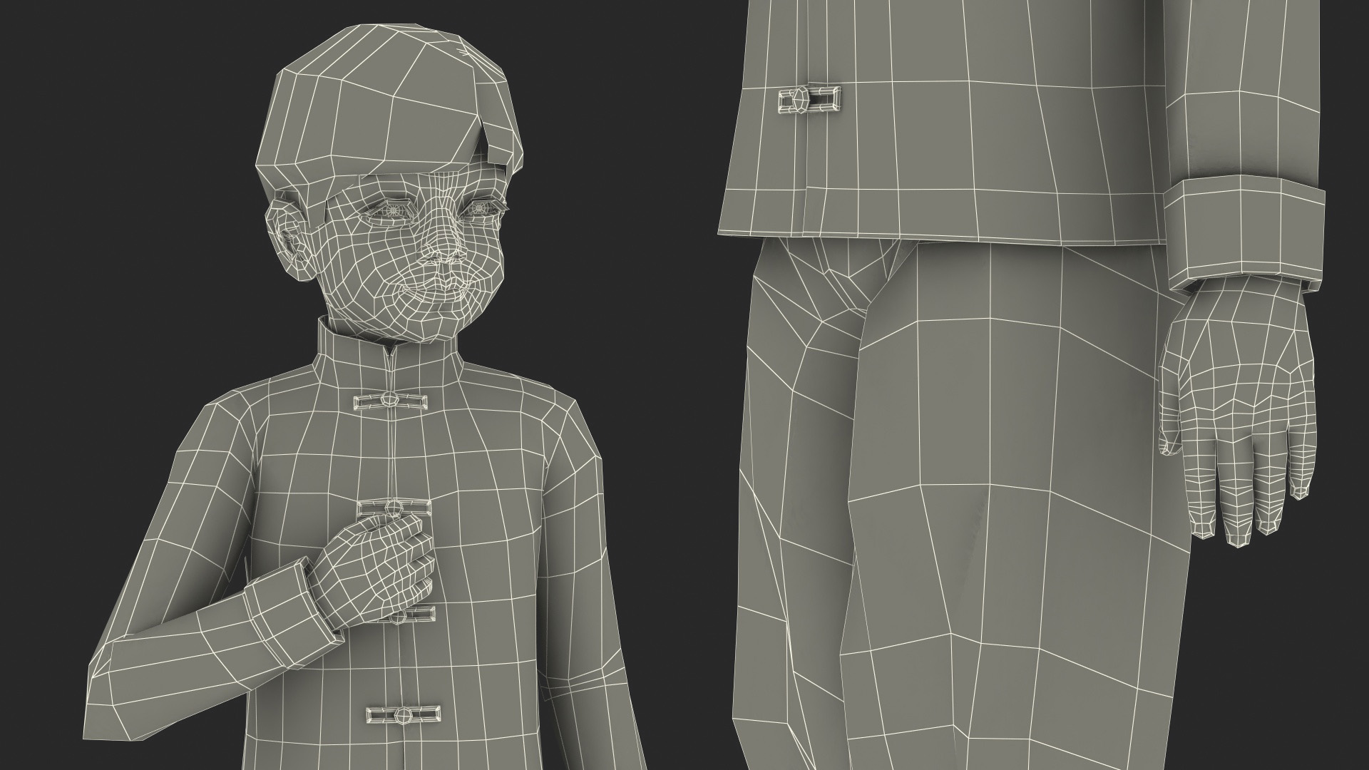 Asian Boy Traditional Costume 3D model