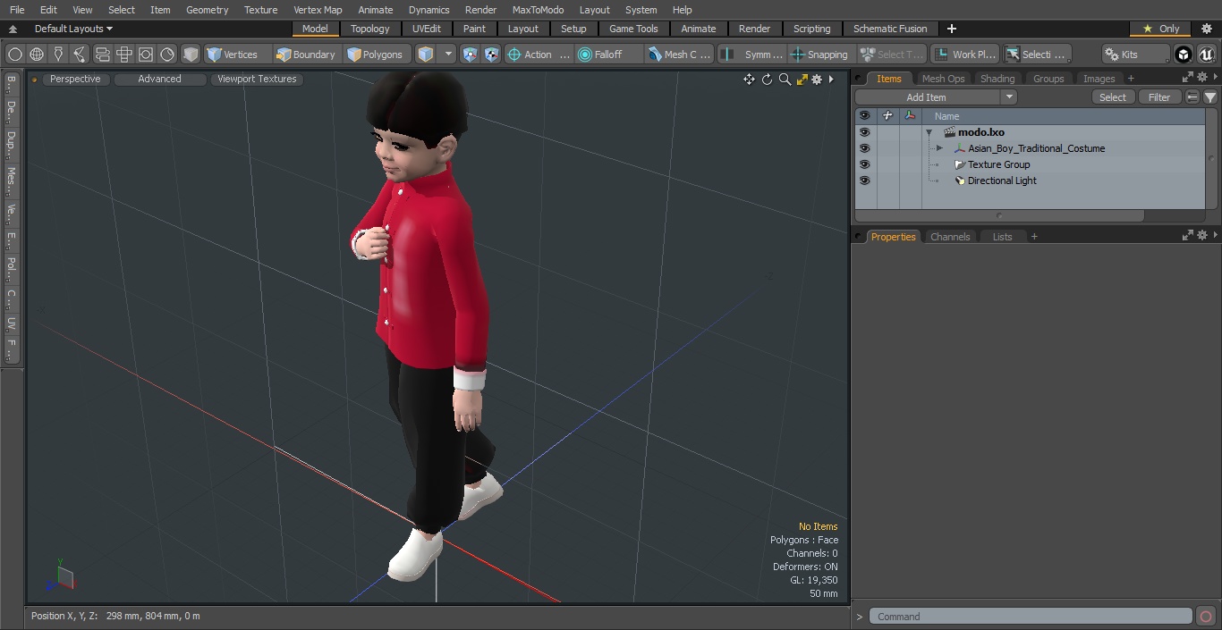 Asian Boy Traditional Costume 3D model