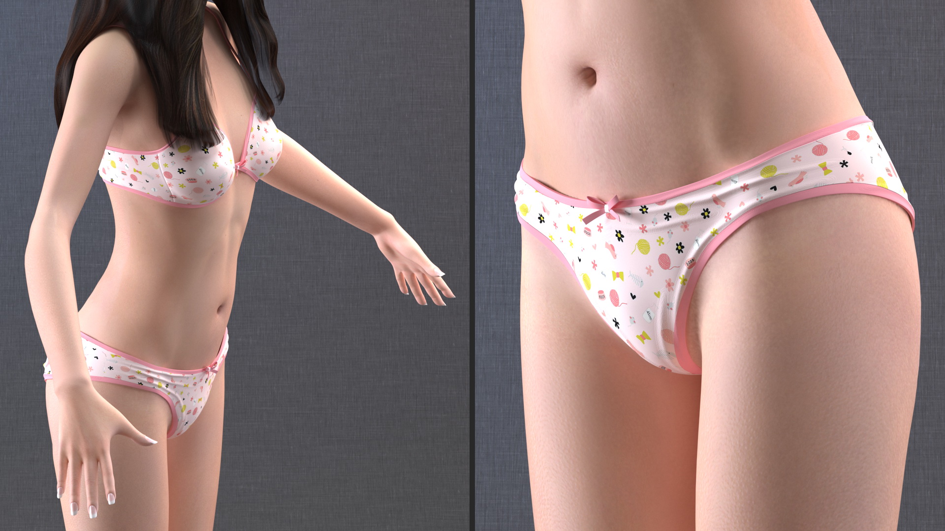 Chinese Woman Lingerie Rigged 3D model