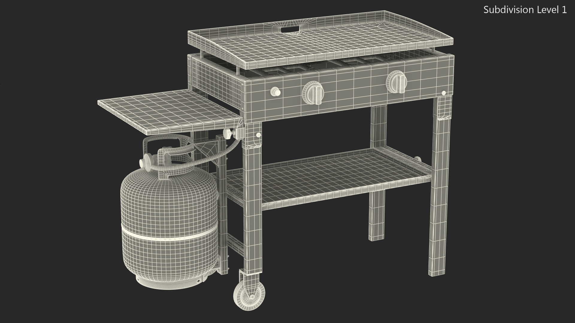 Flat Top Griddle Station with Gas Cylinder 3D