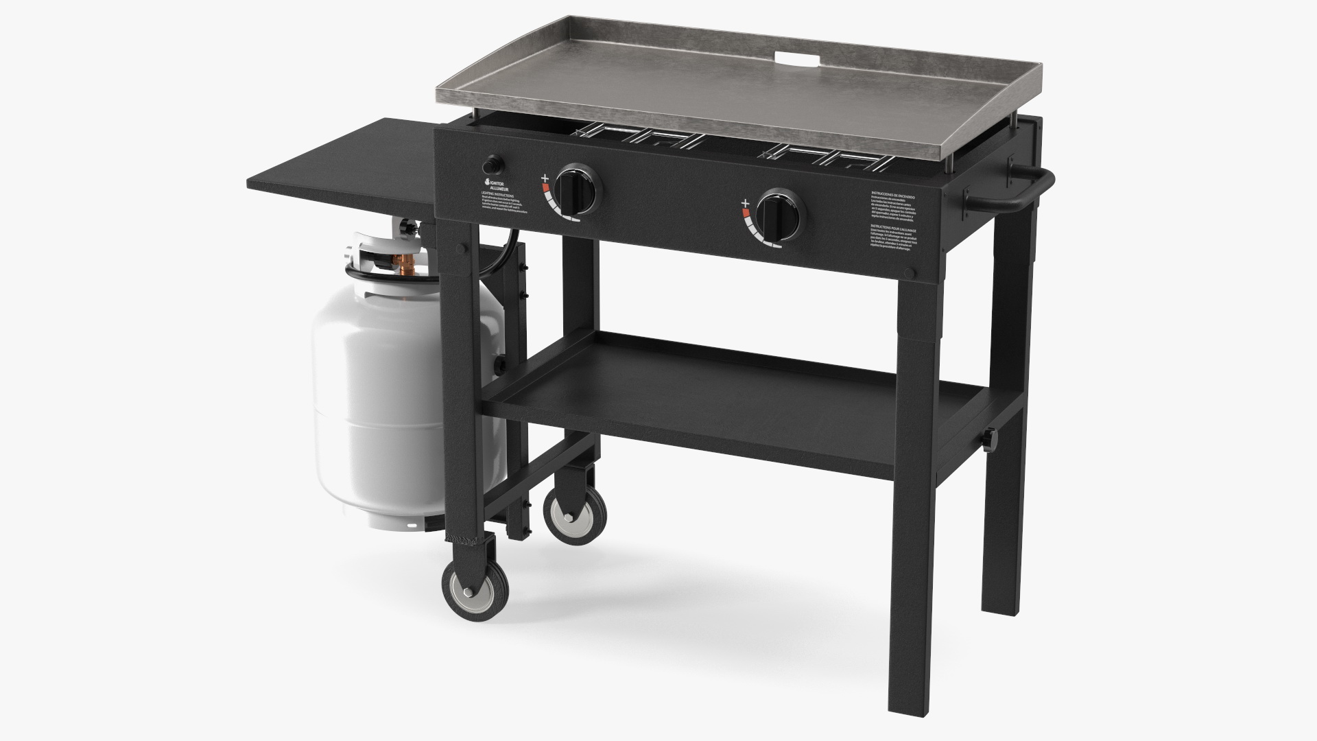 Flat Top Griddle Station with Gas Cylinder 3D