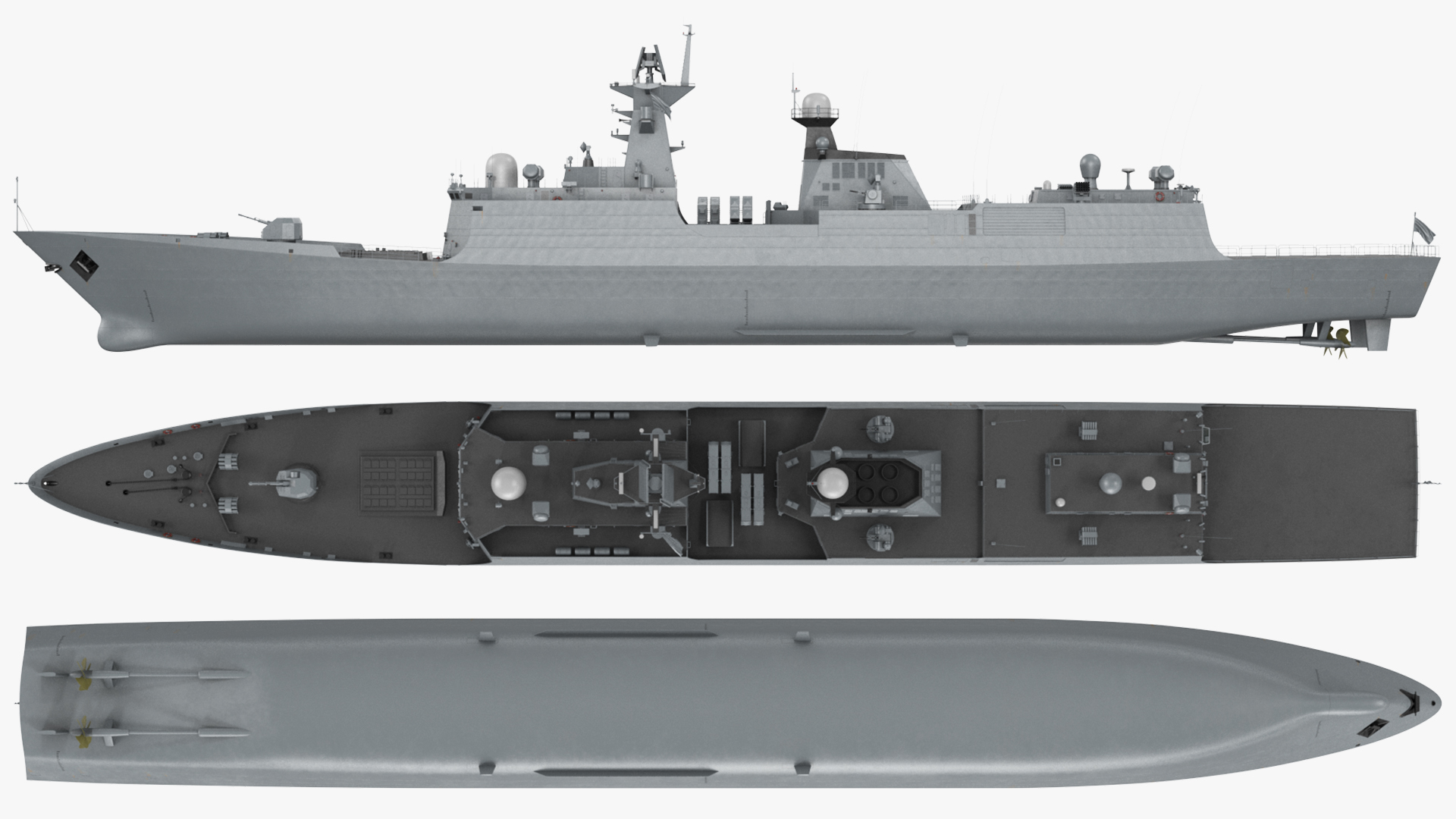 Frigate Rigged 3D model