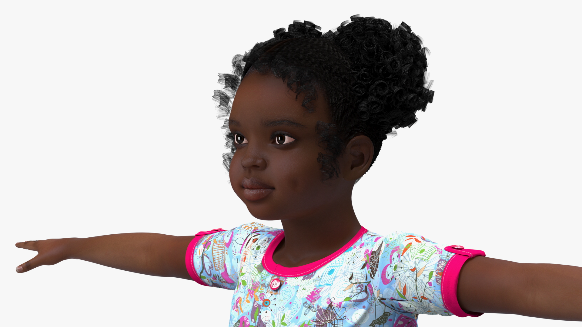 Black Child Girl Rigged for Cinema 4D 3D