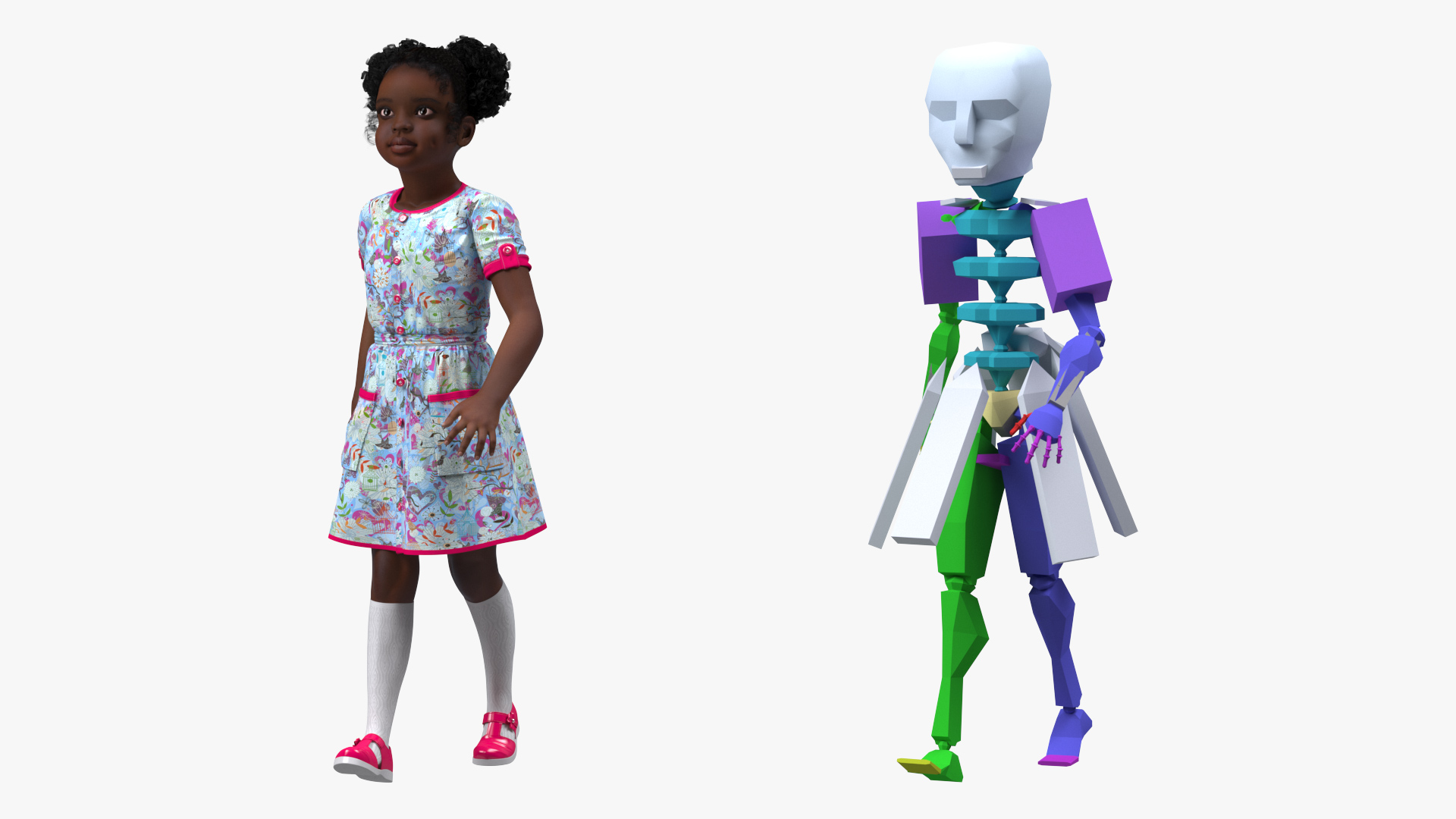 Black Child Girl Rigged for Cinema 4D 3D