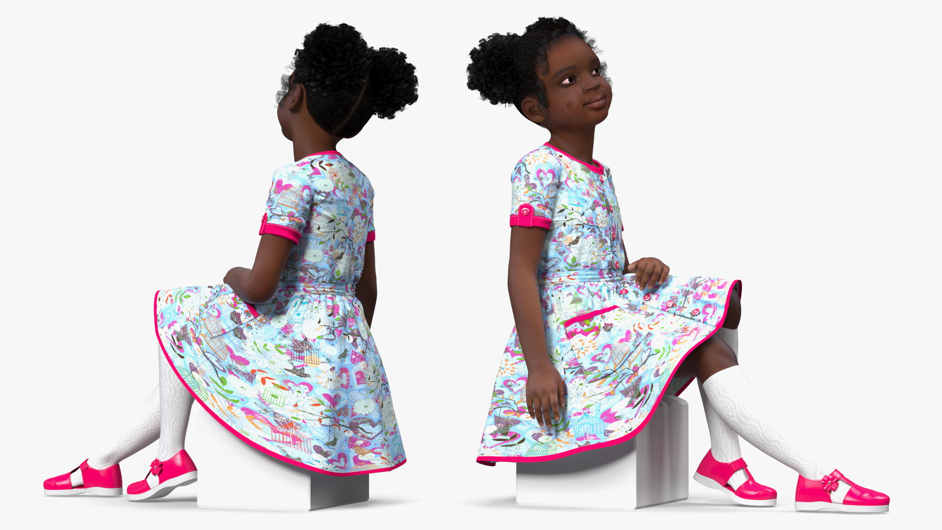 Black Child Girl Rigged for Cinema 4D 3D