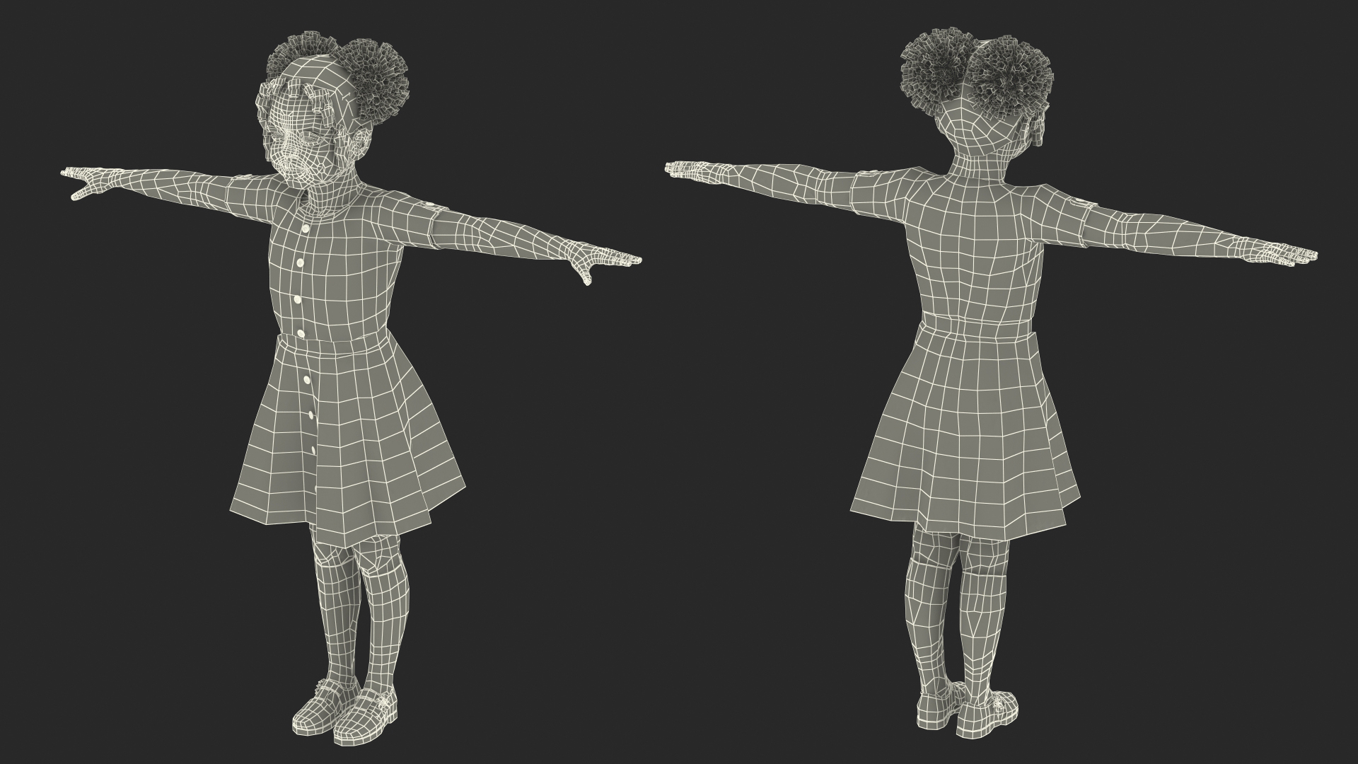 Black Child Girl Rigged for Cinema 4D 3D