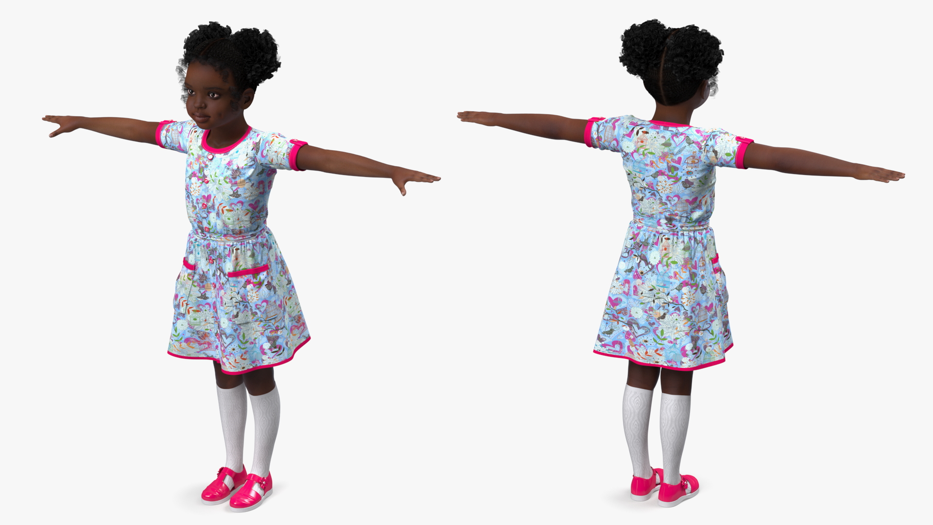 Black Child Girl Rigged for Cinema 4D 3D