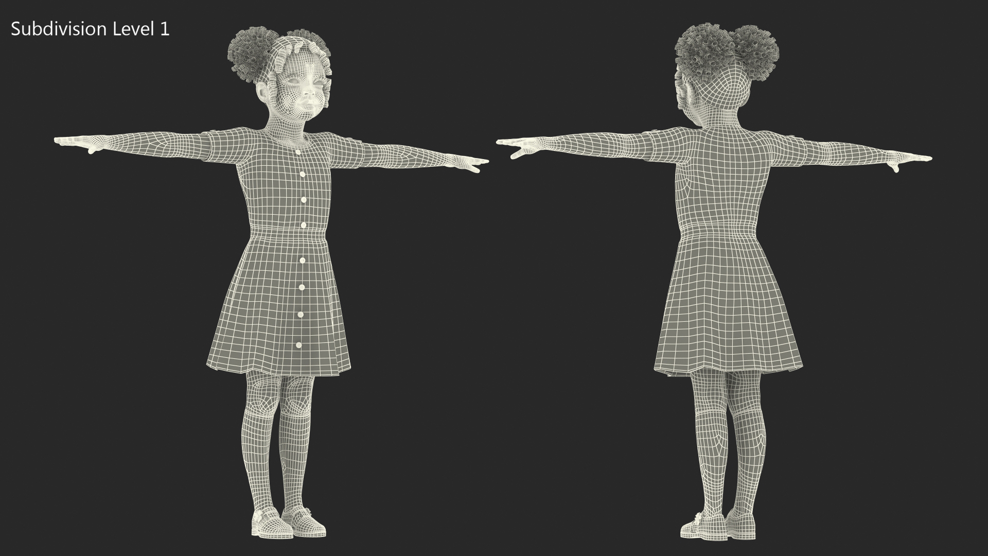 Black Child Girl Rigged for Cinema 4D 3D
