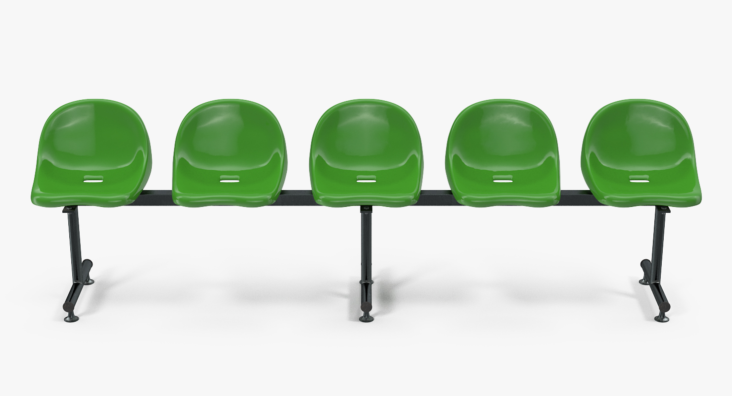3D model Plastic Chairs Row of 5 Seater