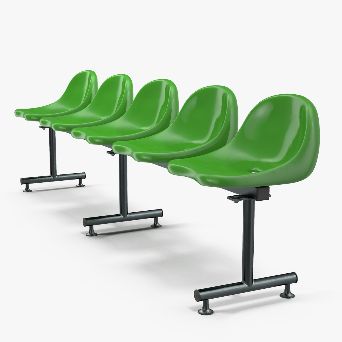 Plastic Chairs Row of 5 Seater 3D Model