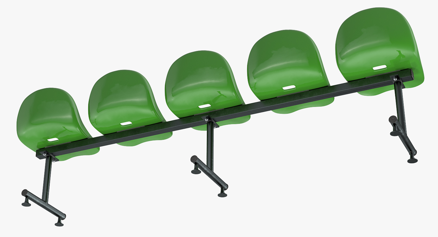 3D model Plastic Chairs Row of 5 Seater