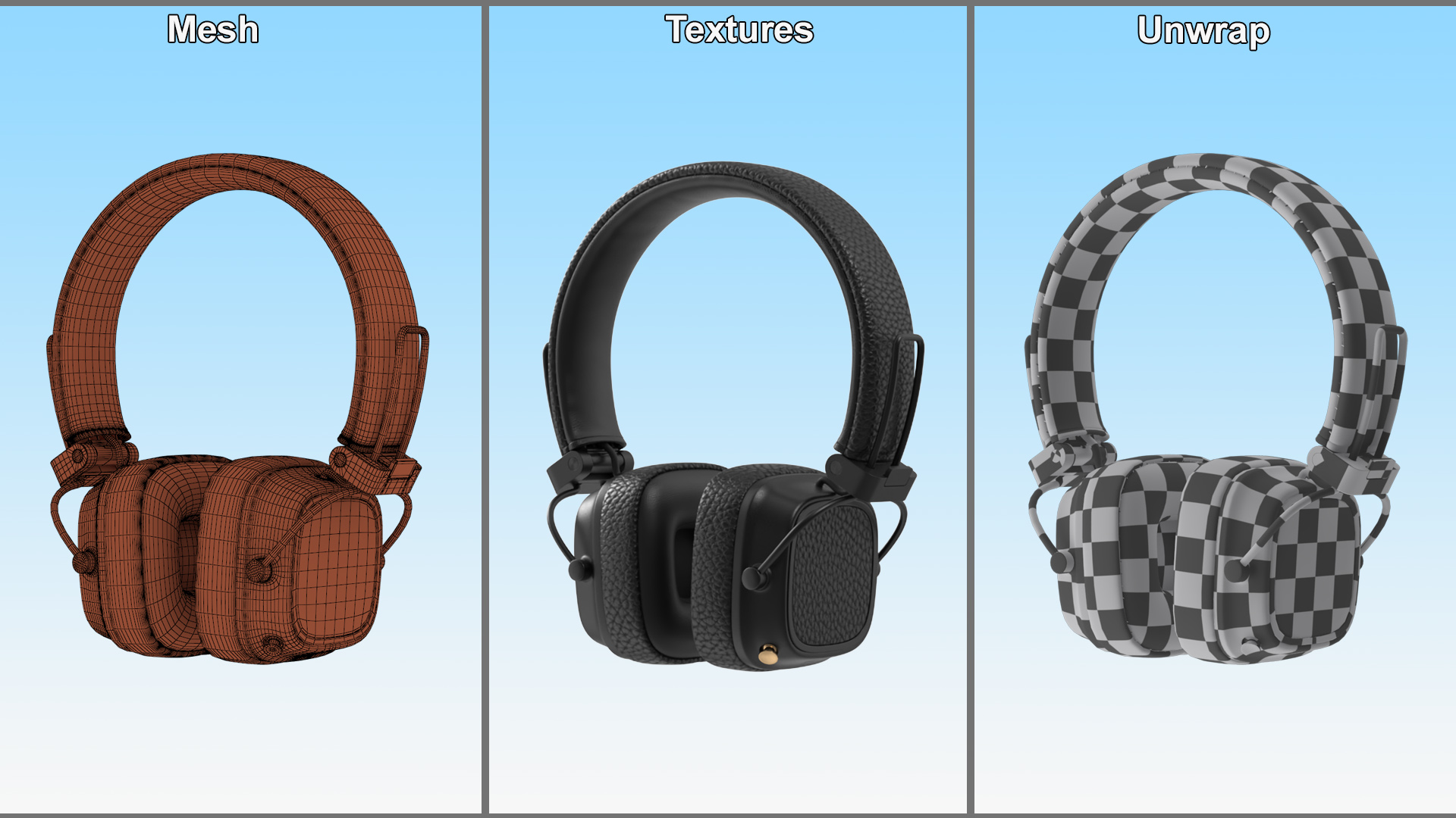 3D Overhead Headphones Black Generic model