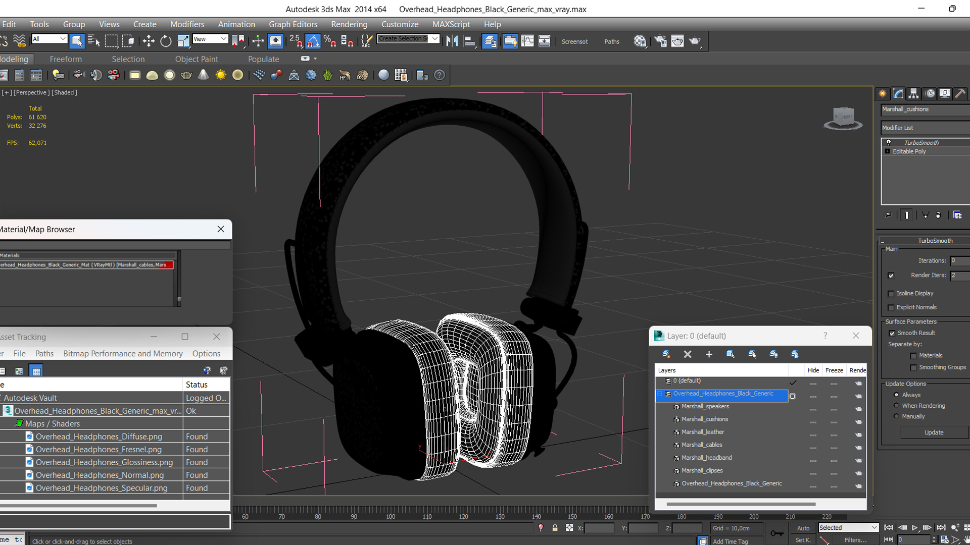 3D Overhead Headphones Black Generic model