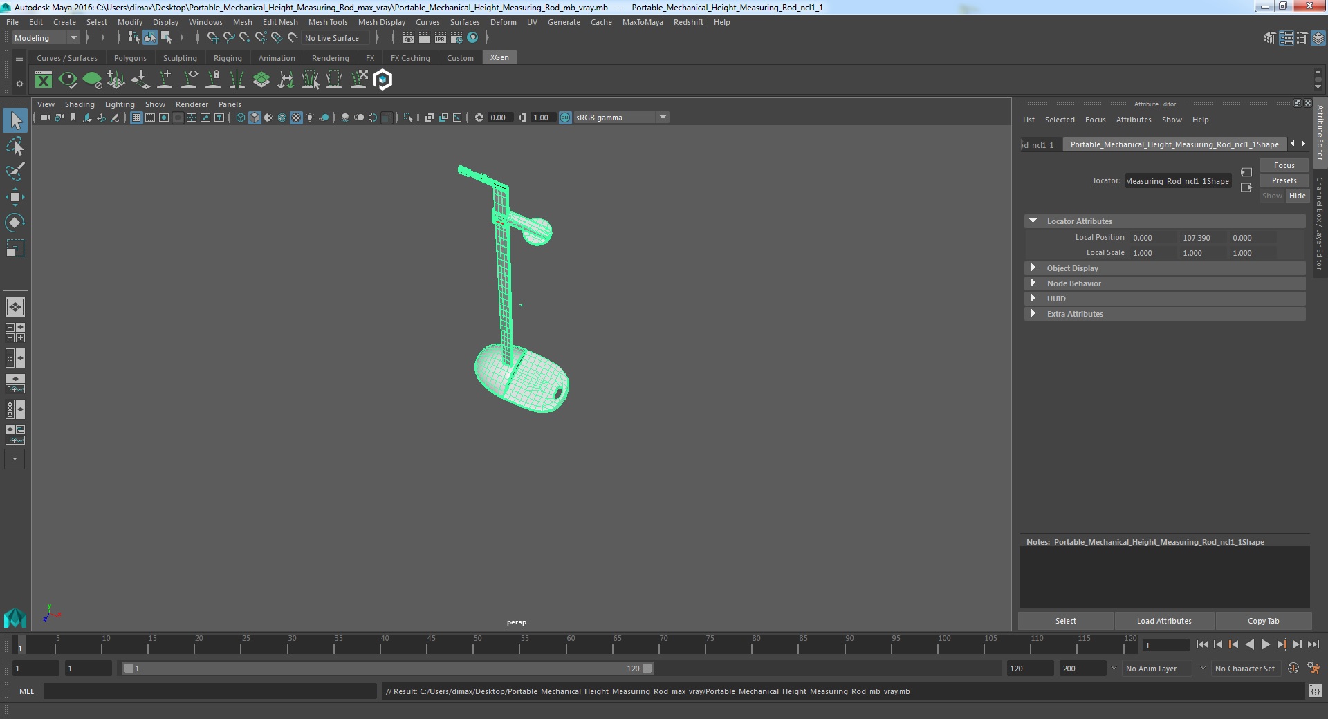 3D model Portable Mechanical Height Measuring Rod