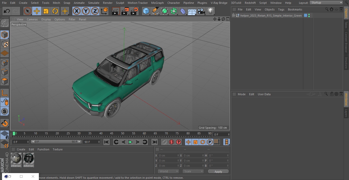 2023 Rivian R1S Simple Interior Green 3D