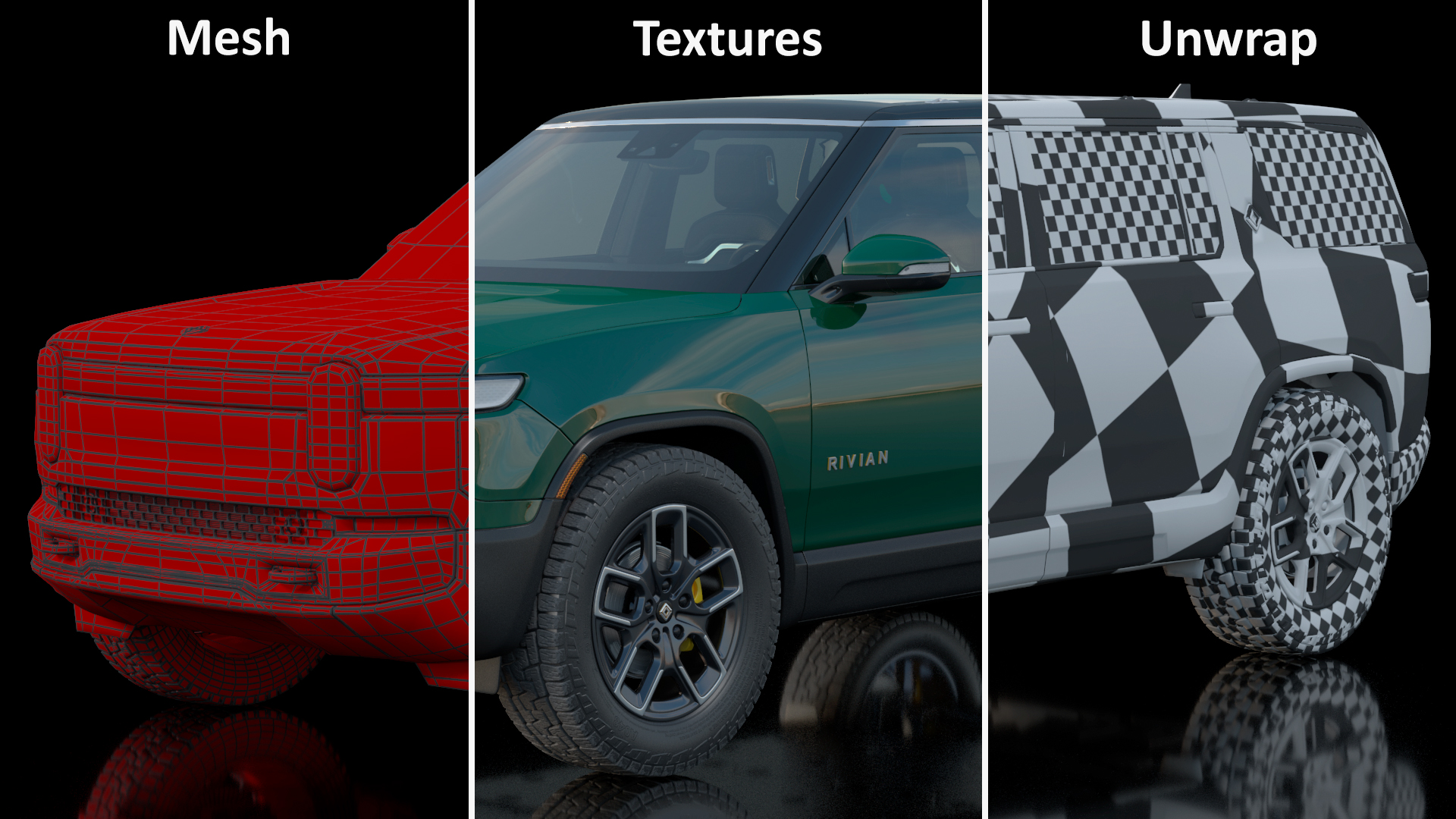 2023 Rivian R1S Simple Interior Green 3D