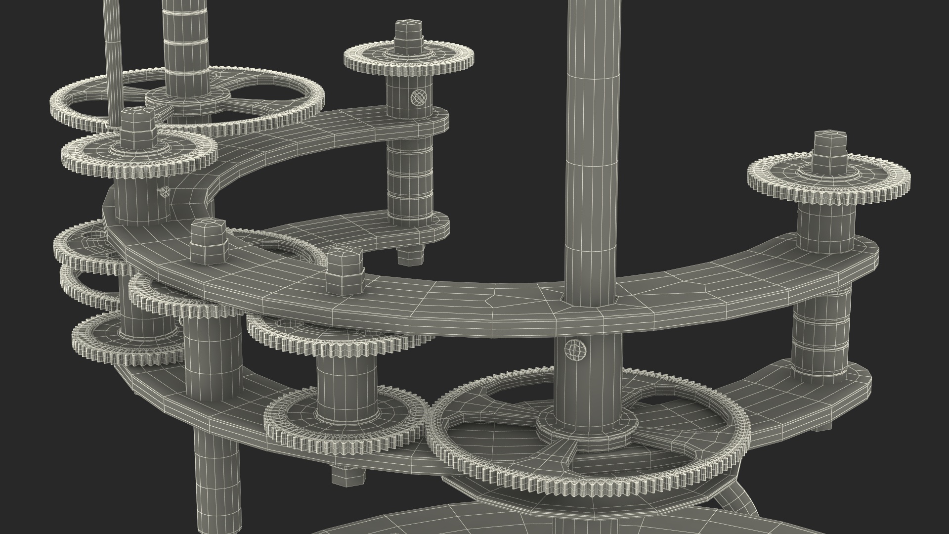 Steel Antique Orrery Solar System Rigged for Maya 3D model