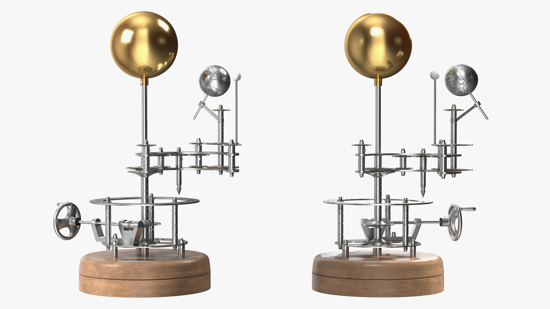 Steel Antique Orrery Solar System Rigged for Maya 3D model