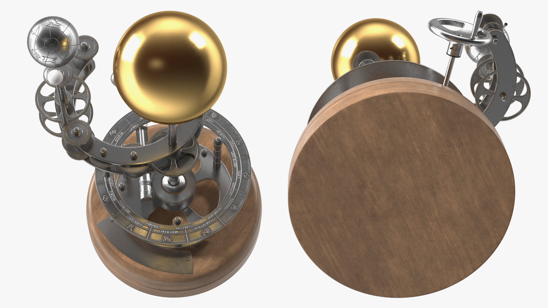 Steel Antique Orrery Solar System Rigged for Maya 3D model