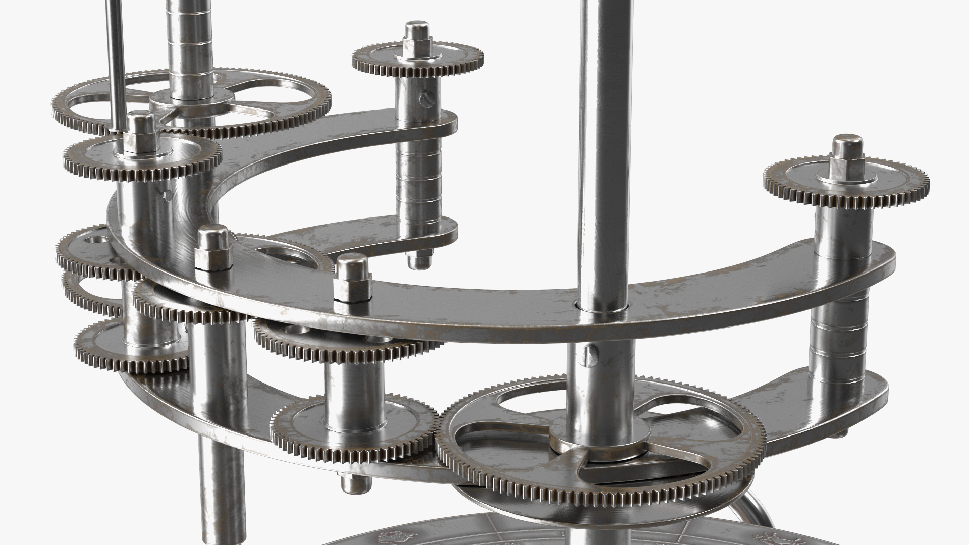 Steel Antique Orrery Solar System Rigged for Maya 3D model