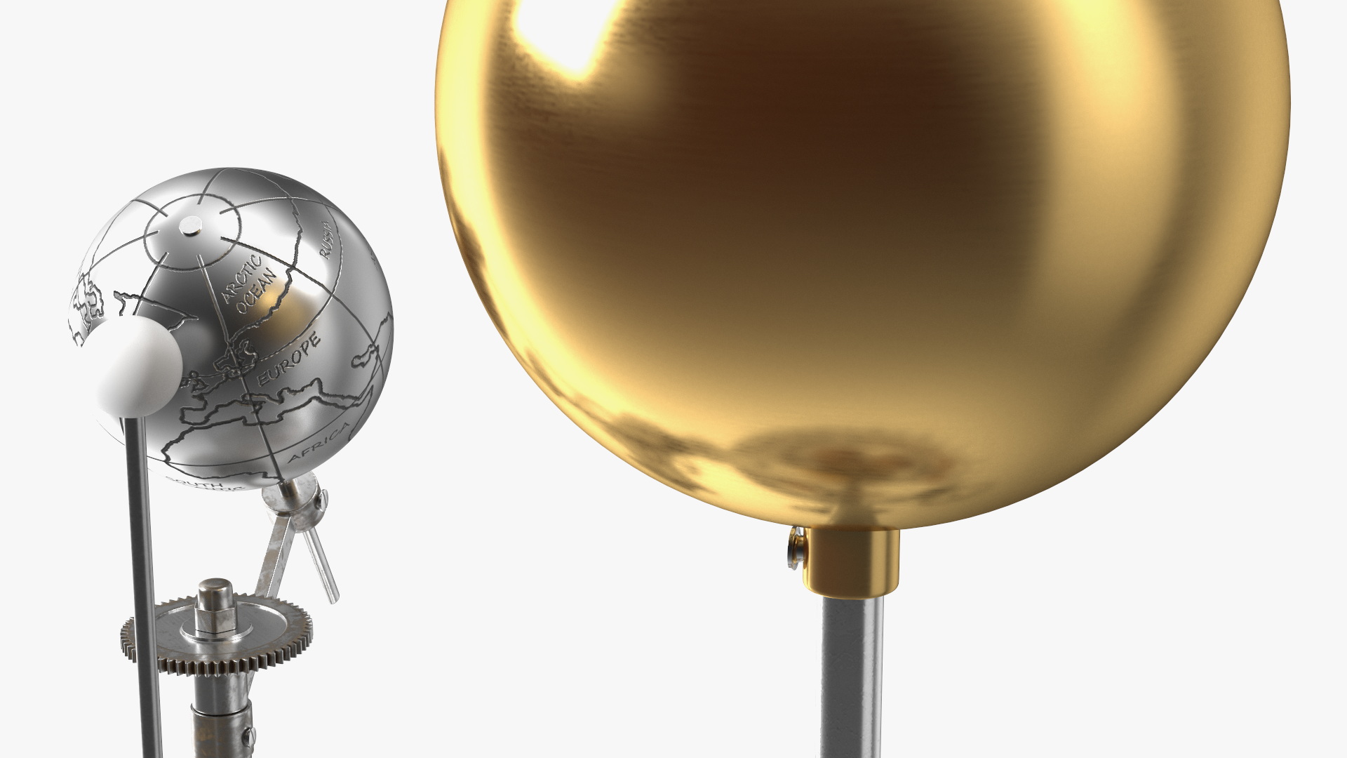 Steel Antique Orrery Solar System Rigged for Maya 3D model