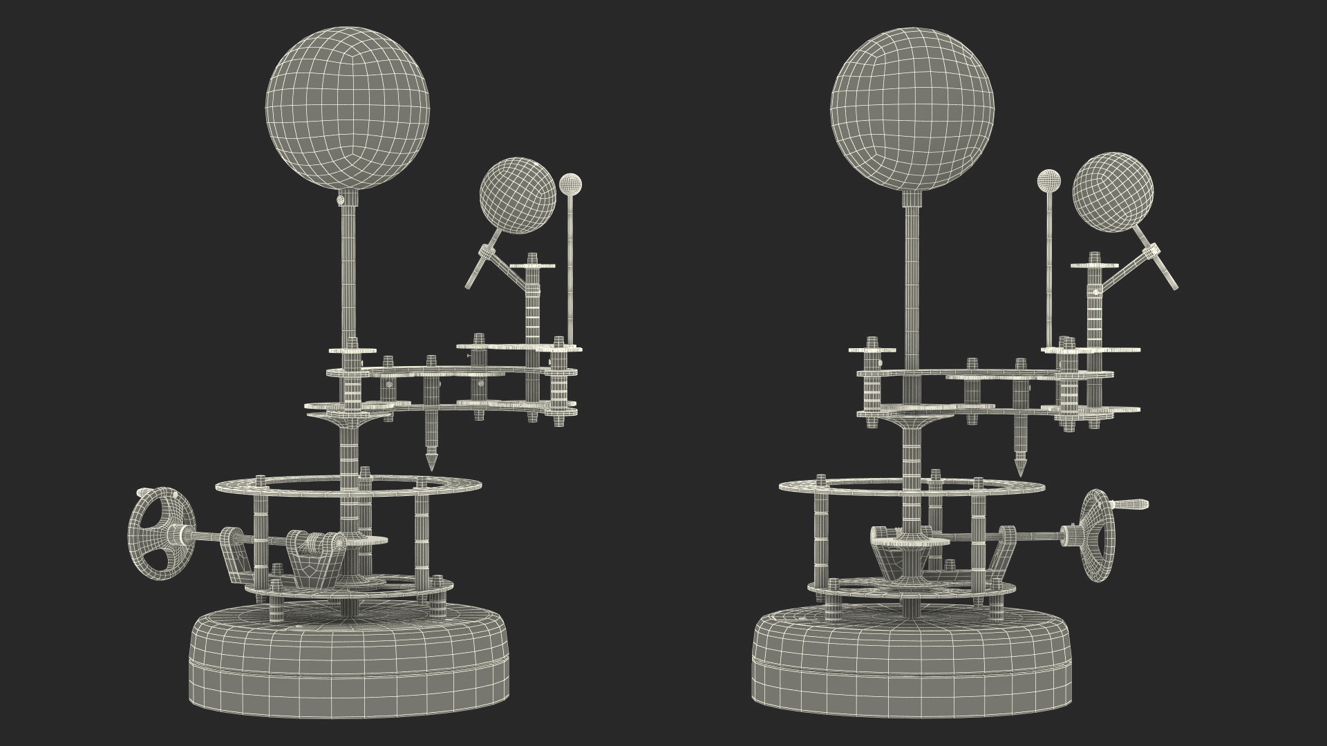 Steel Antique Orrery Solar System Rigged for Maya 3D model