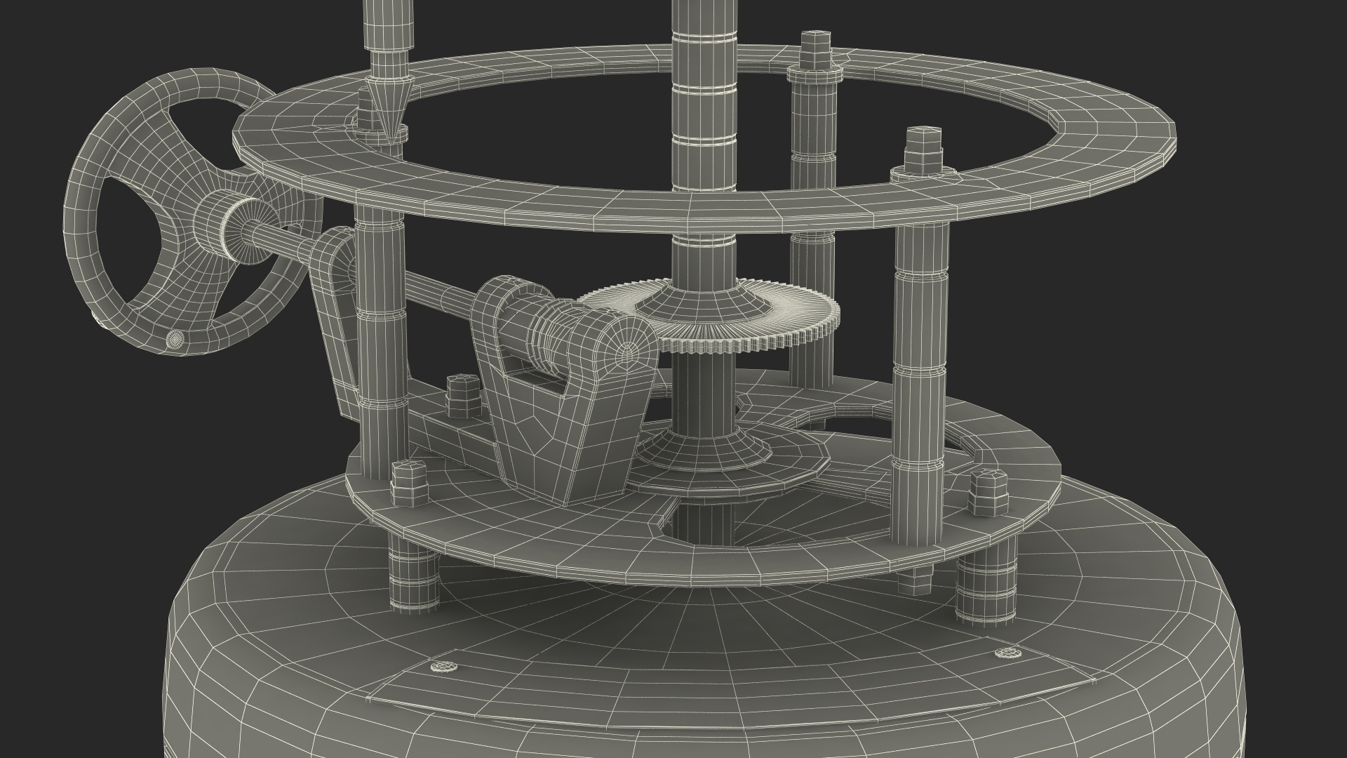 Steel Antique Orrery Solar System Rigged for Maya 3D model