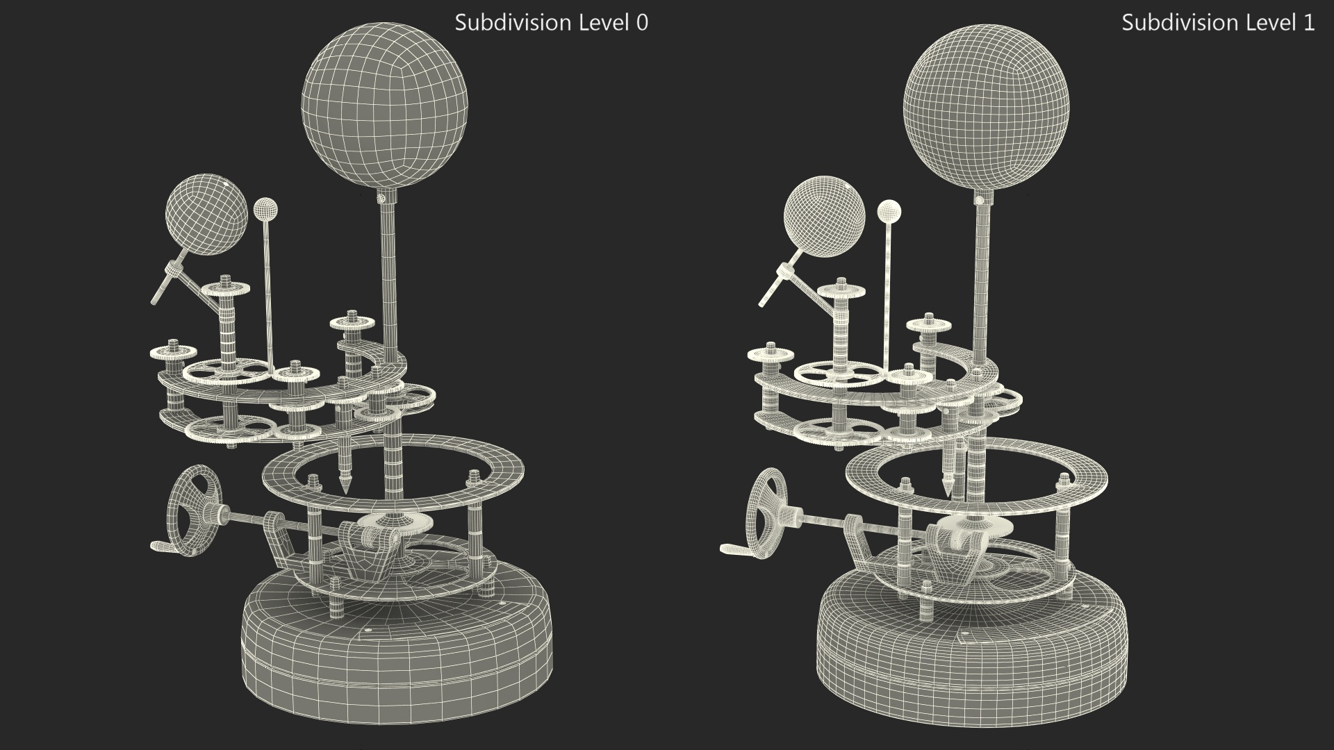 Steel Antique Orrery Solar System Rigged for Maya 3D model