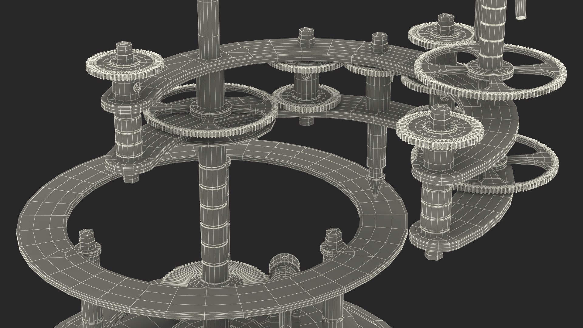 Steel Antique Orrery Solar System Rigged for Maya 3D model