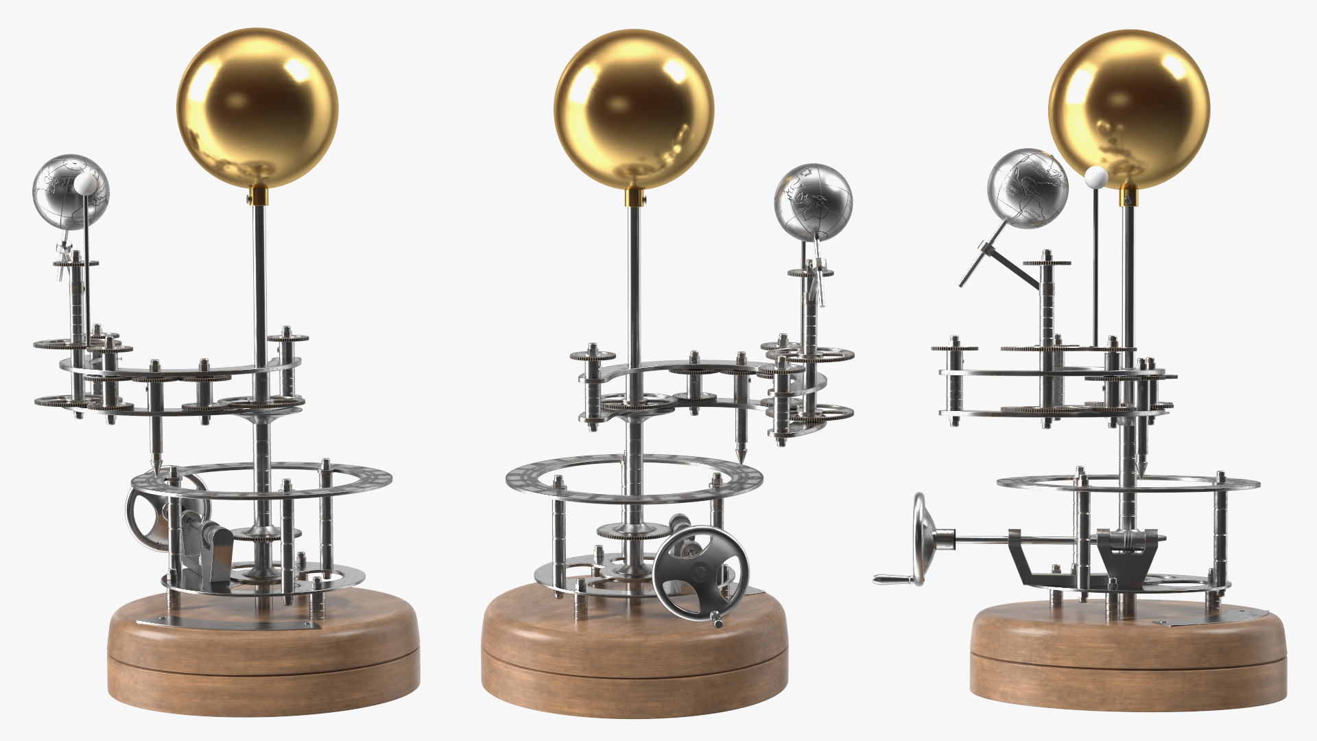 Steel Antique Orrery Solar System Rigged for Maya 3D model