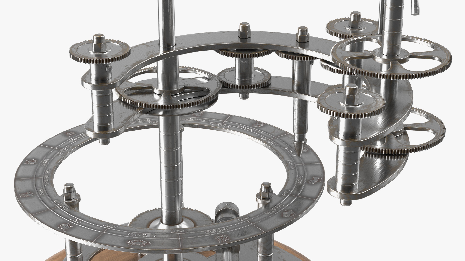 Steel Antique Orrery Solar System Rigged for Maya 3D model