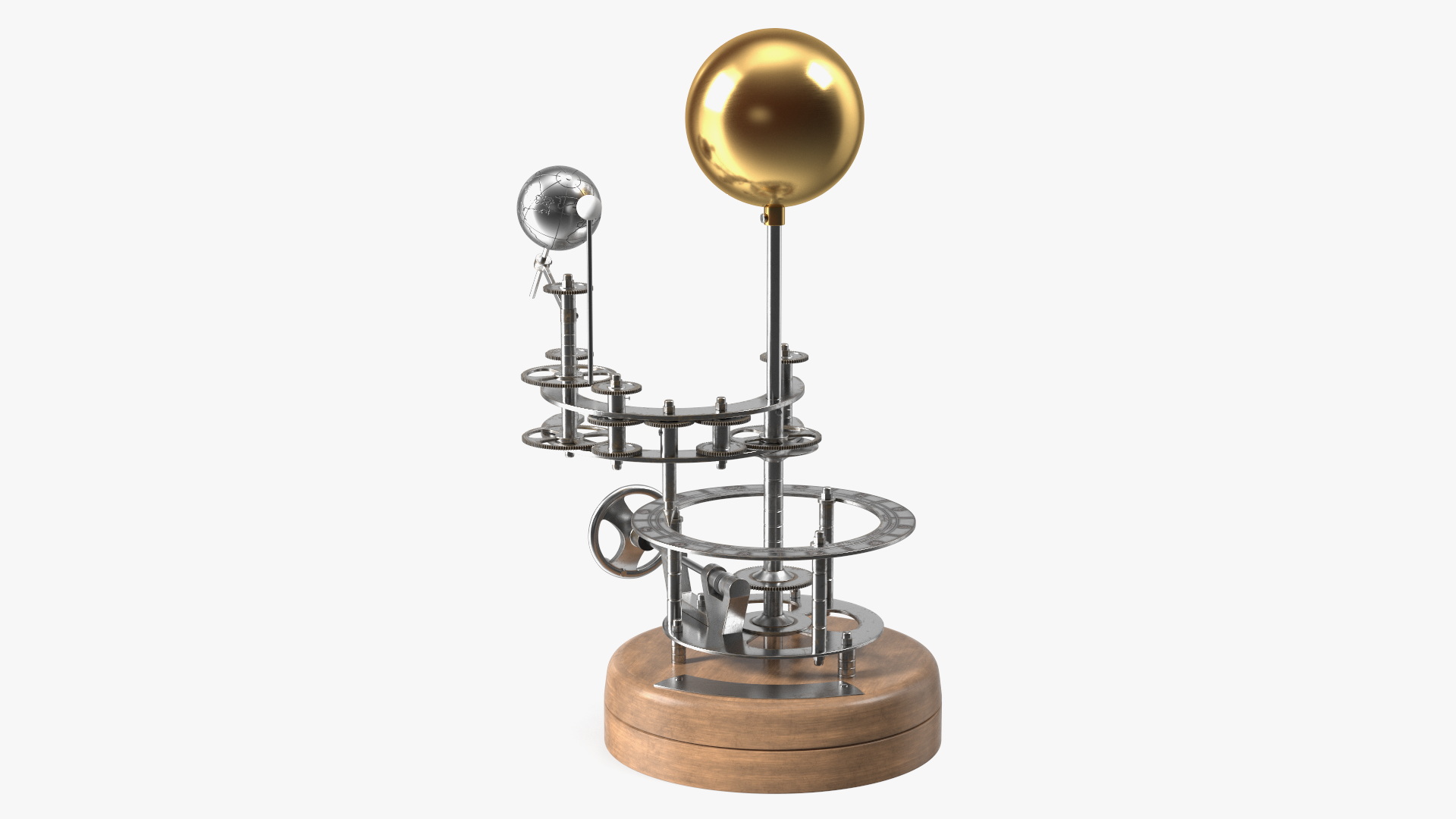 Steel Antique Orrery Solar System Rigged for Maya 3D model