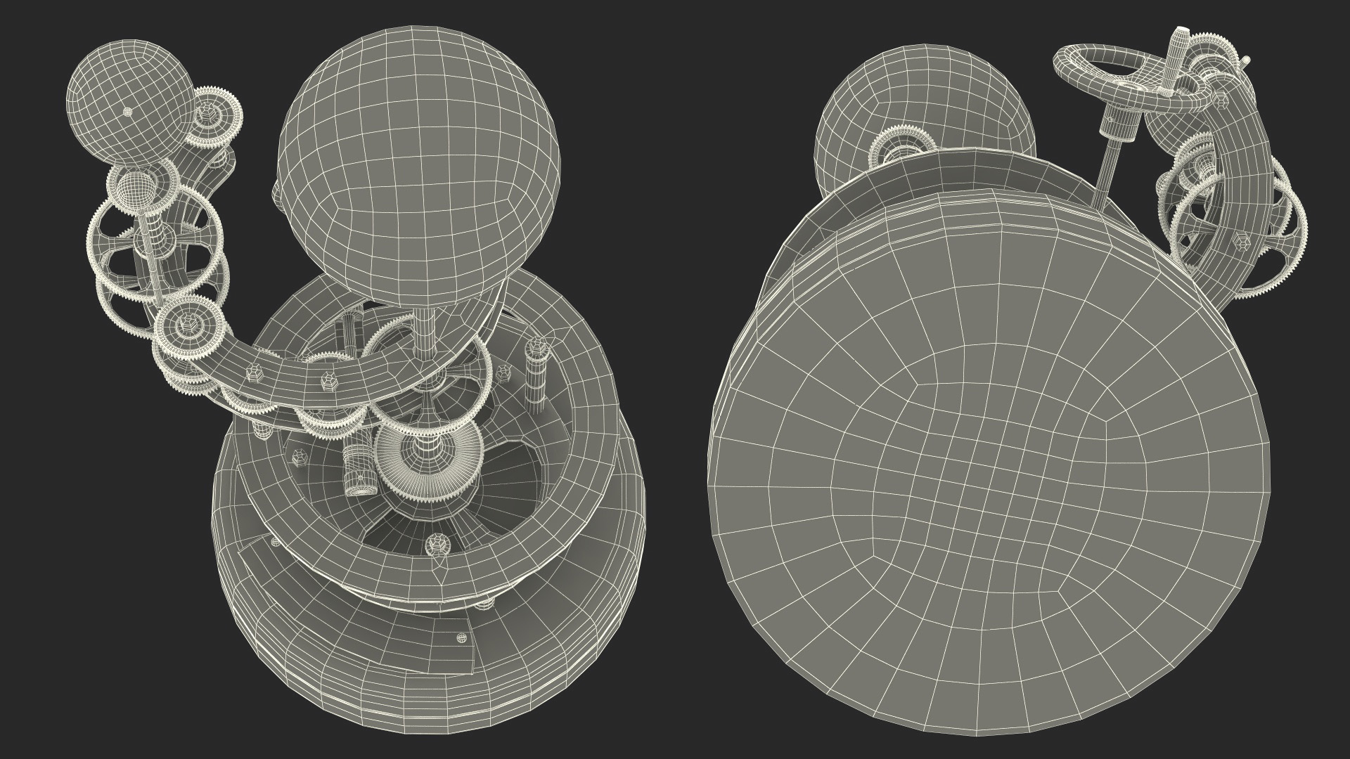 Steel Antique Orrery Solar System Rigged for Maya 3D model