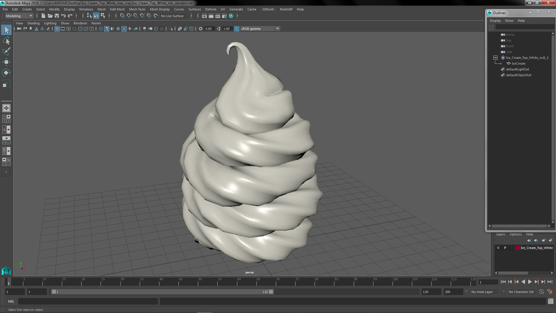 Ice Cream Top White 3D model