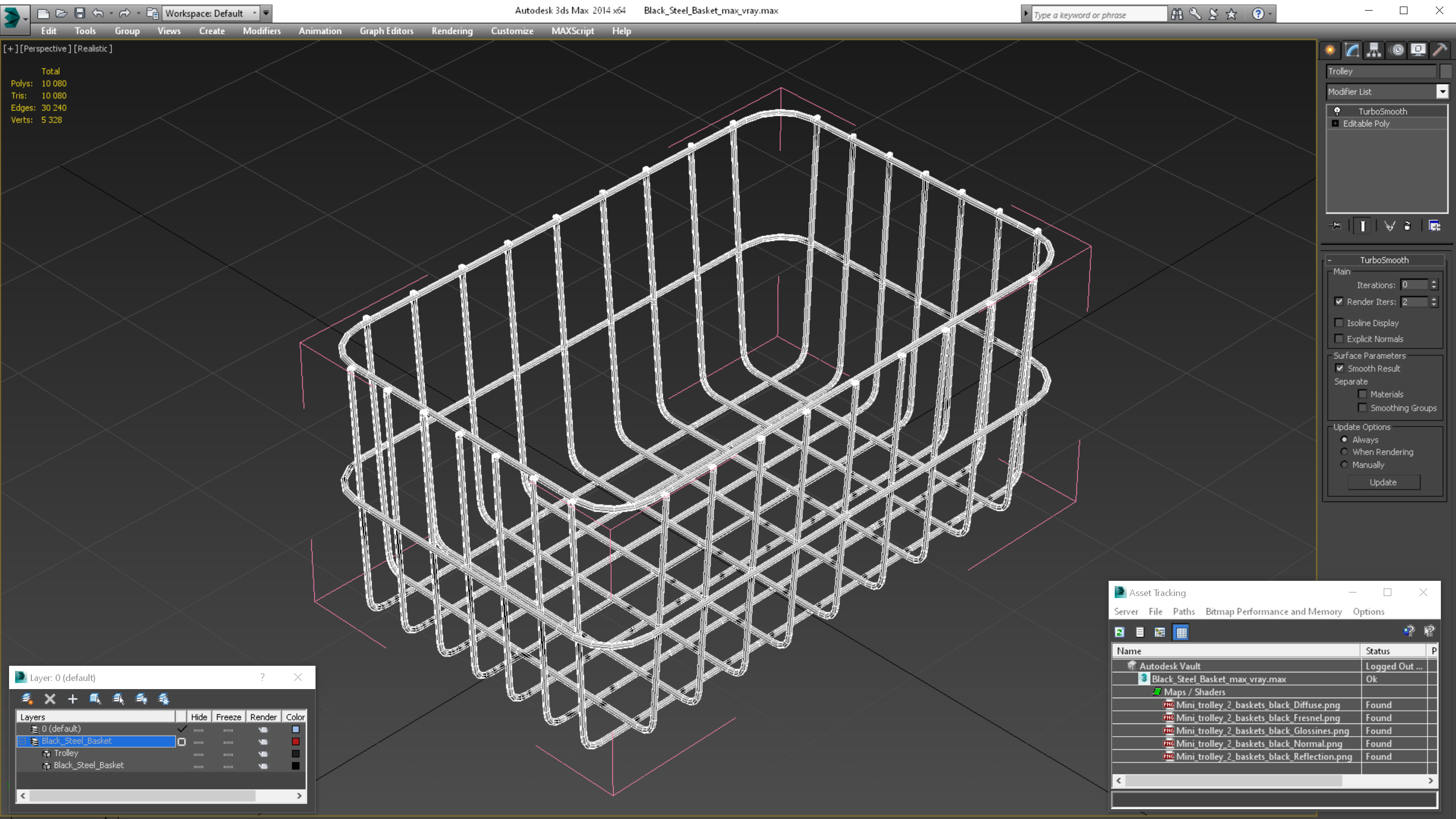 3D Black Steel Basket model
