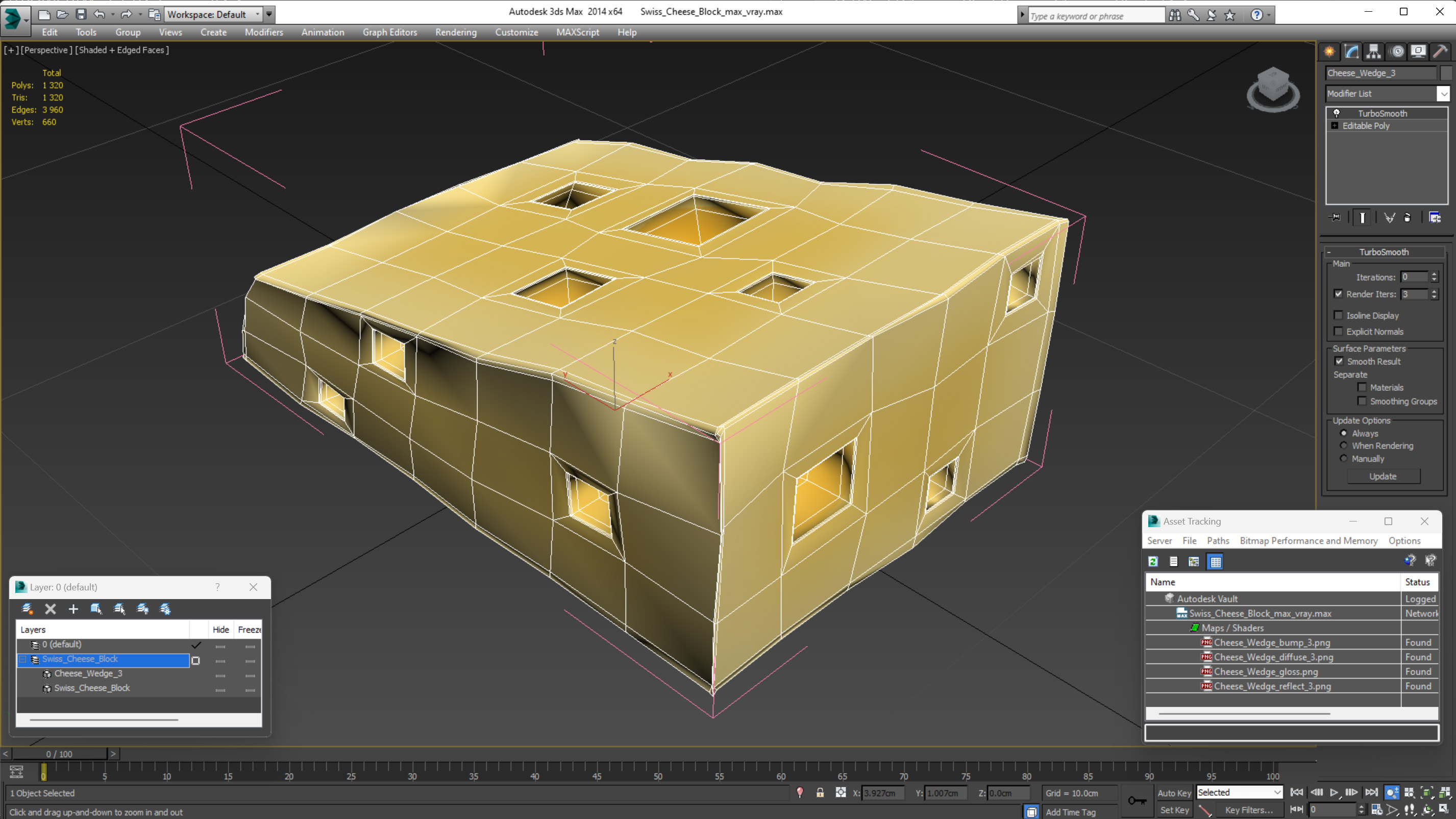 3D Swiss Cheese Block model