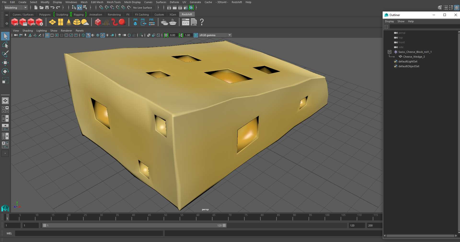 3D Swiss Cheese Block model