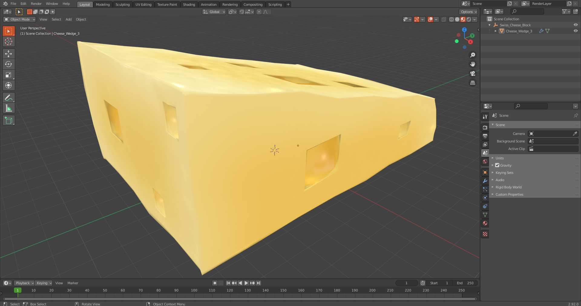 3D Swiss Cheese Block model