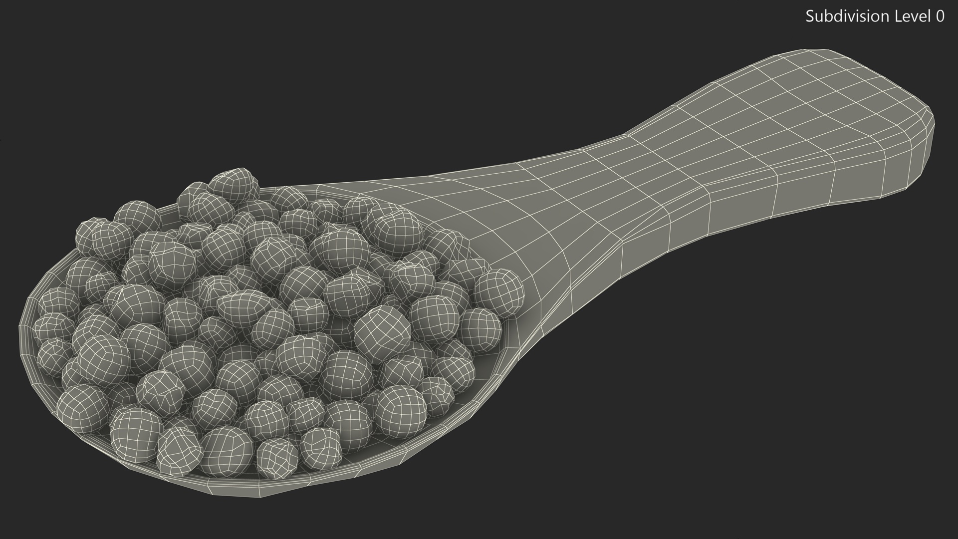 Dried Peppercorns Mix with Wooden Spoon 3D model