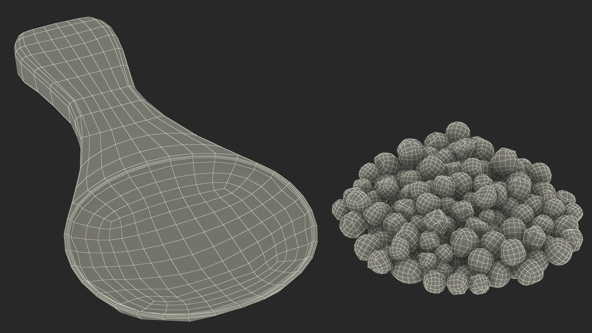 Dried Peppercorns Mix with Wooden Spoon 3D model