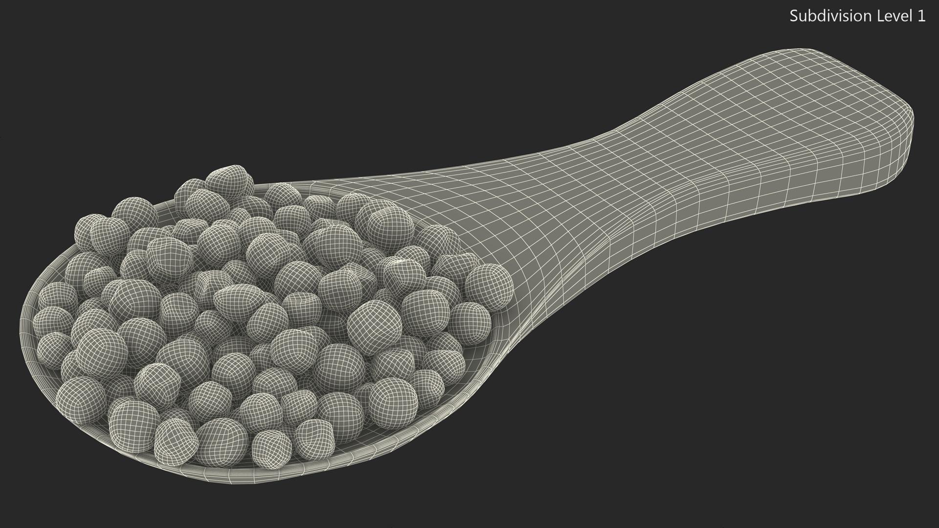 Dried Peppercorns Mix with Wooden Spoon 3D model