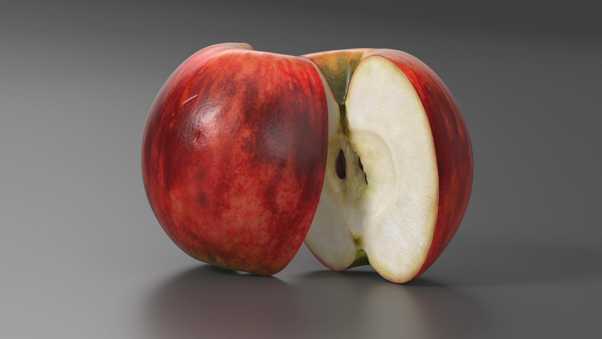 3D Half Sliced Red Apple